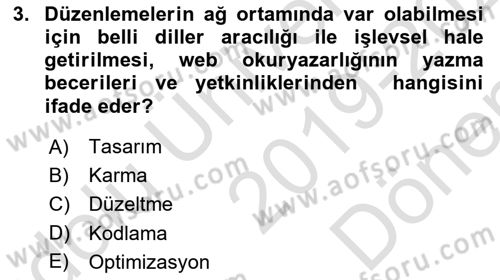 Web Okuryazarlığı Dersi 2019 - 2020 Yılı (Final) Dönem Sonu Sınav Soruları 3. Soru