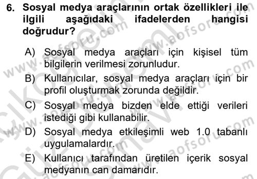 Web Okuryazarlığı Dersi 2019 - 2020 Yılı (Final) Dönem Sonu Sınav Soruları 6. Soru