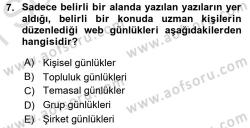 Web Okuryazarlığı Dersi 2019 - 2020 Yılı (Final) Dönem Sonu Sınav Soruları 7. Soru