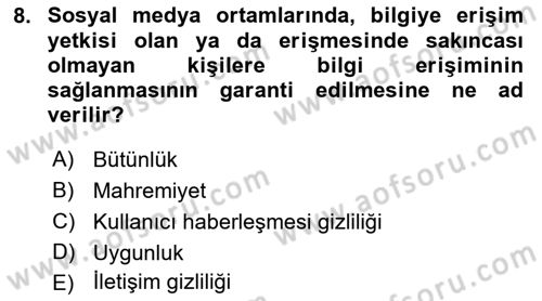 Web Okuryazarlığı Dersi 2019 - 2020 Yılı (Final) Dönem Sonu Sınav Soruları 8. Soru