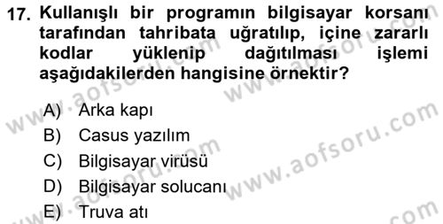 Web Okuryazarlığı Dersi 2020 - 2021 Yılı Yaz Okulu Sınavı 17. Soru