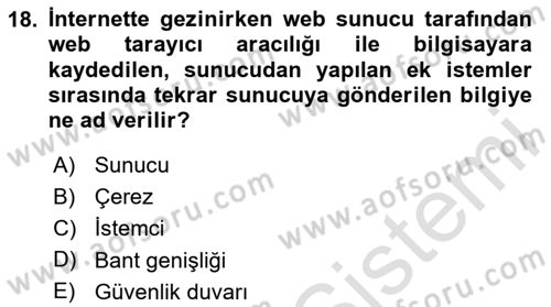 Web Okuryazarlığı Dersi 2020 - 2021 Yılı Yaz Okulu Sınavı 18. Soru