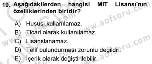 Web Okuryazarlığı Dersi 2020 - 2021 Yılı Yaz Okulu Sınavı 19. Soru