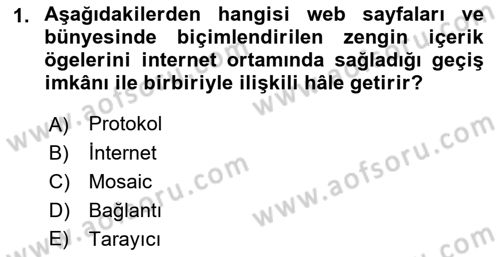 Web Okuryazarlığı Dersi 2021 - 2022 Yılı (Vize) Ara Sınav Soruları 1. Soru