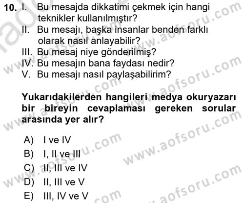 Web Okuryazarlığı Dersi 2021 - 2022 Yılı (Vize) Ara Sınav Soruları 10. Soru
