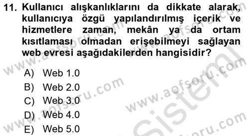 Web Okuryazarlığı Dersi Ara Sınavı Deneme Sınav Soruları 11. Soru