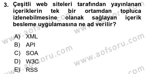 Web Okuryazarlığı Dersi Ara Sınavı Deneme Sınav Soruları 3. Soru