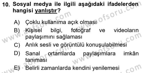 Web Okuryazarlığı Dersi 2021 - 2022 Yılı (Final) Dönem Sonu Sınav Soruları 10. Soru