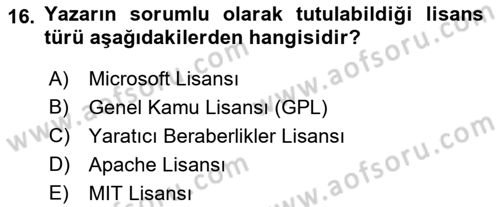 Web Okuryazarlığı Dersi 2021 - 2022 Yılı (Final) Dönem Sonu Sınav Soruları 16. Soru