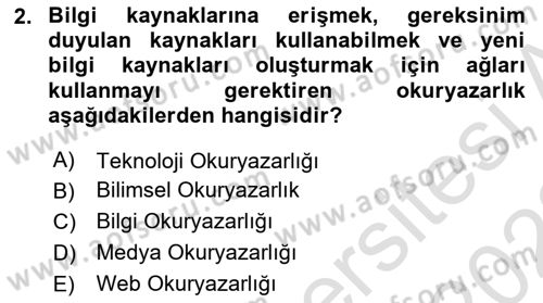 Web Okuryazarlığı Dersi 2021 - 2022 Yılı (Final) Dönem Sonu Sınav Soruları 2. Soru