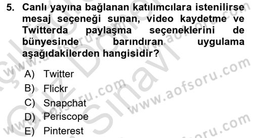 Web Okuryazarlığı Dersi 2021 - 2022 Yılı (Final) Dönem Sonu Sınav Soruları 5. Soru
