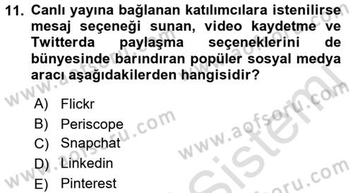 Web Okuryazarlığı Dersi 2021 - 2022 Yılı Yaz Okulu Sınav Soruları 11. Soru