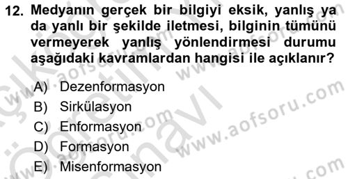 Web Okuryazarlığı Dersi 2021 - 2022 Yılı Yaz Okulu Sınav Soruları 12. Soru