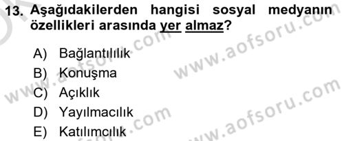Web Okuryazarlığı Dersi 2021 - 2022 Yılı Yaz Okulu Sınav Soruları 13. Soru