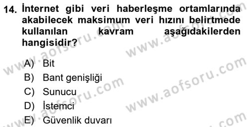 Web Okuryazarlığı Dersi 2021 - 2022 Yılı Yaz Okulu Sınav Soruları 14. Soru
