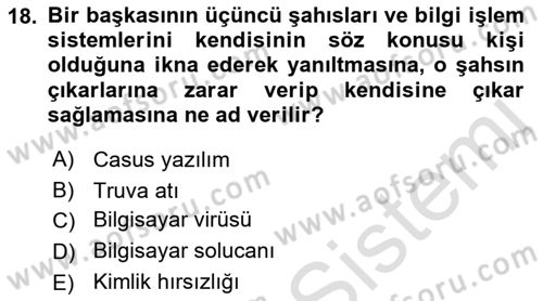 Web Okuryazarlığı Dersi 2021 - 2022 Yılı Yaz Okulu Sınav Soruları 18. Soru