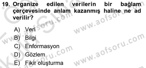 Web Okuryazarlığı Dersi 2021 - 2022 Yılı Yaz Okulu Sınav Soruları 19. Soru