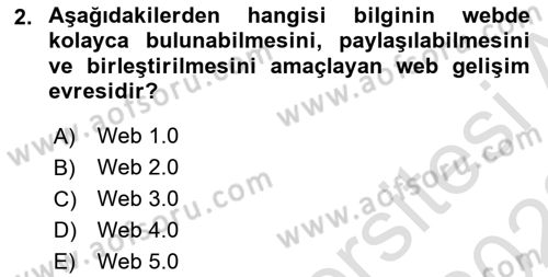 Web Okuryazarlığı Dersi 2021 - 2022 Yılı Yaz Okulu Sınav Soruları 2. Soru