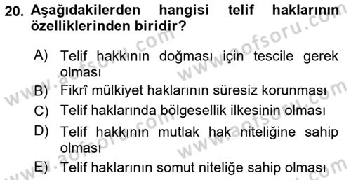 Web Okuryazarlığı Dersi 2021 - 2022 Yılı Yaz Okulu Sınav Soruları 20. Soru