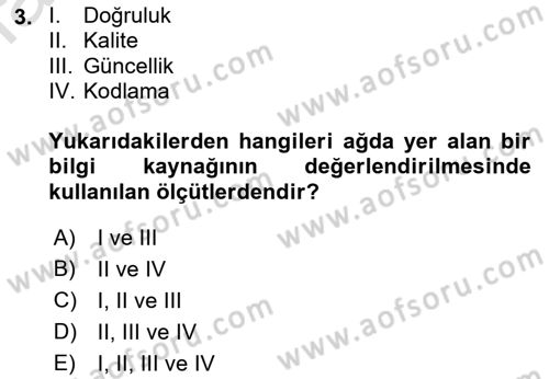 Web Okuryazarlığı Dersi 2021 - 2022 Yılı Yaz Okulu Sınav Soruları 3. Soru