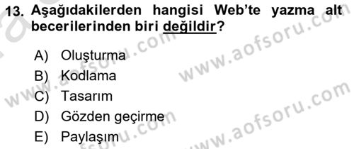 Web Okuryazarlığı Dersi 2023 - 2024 Yılı (Vize) Ara Sınavı 13. Soru