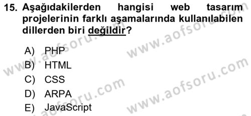 Web Okuryazarlığı Dersi 2023 - 2024 Yılı (Vize) Ara Sınavı 15. Soru