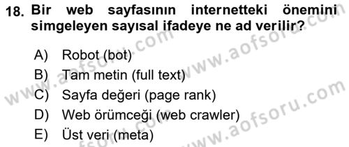 Web Okuryazarlığı Dersi 2023 - 2024 Yılı (Vize) Ara Sınavı 18. Soru