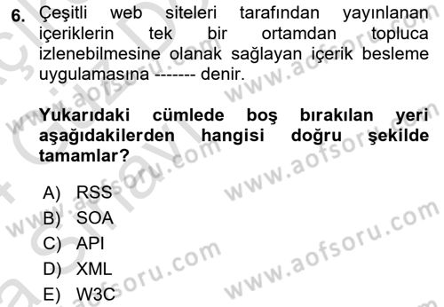 Web Okuryazarlığı Dersi 2023 - 2024 Yılı (Vize) Ara Sınavı 6. Soru