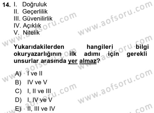 Web Okuryazarlığı Dersi 2023 - 2024 Yılı (Final) Dönem Sonu Sınavı 14. Soru