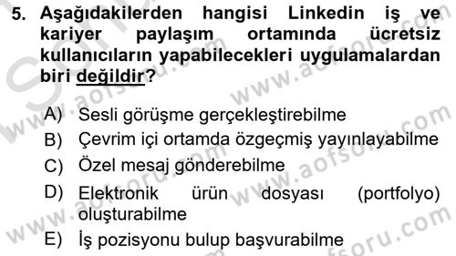 Web Okuryazarlığı Dersi 2023 - 2024 Yılı (Final) Dönem Sonu Sınavı 5. Soru