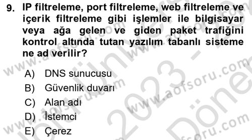 Web Okuryazarlığı Dersi 2023 - 2024 Yılı (Final) Dönem Sonu Sınavı 9. Soru