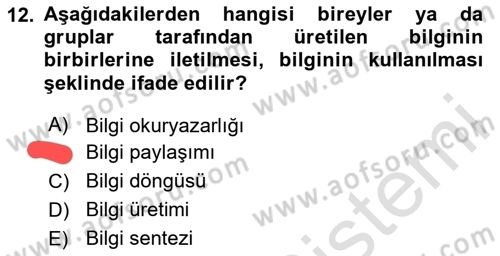 Web Okuryazarlığı Dersi 2023 - 2024 Yılı Yaz Okulu Sınav Soruları 12. Soru
