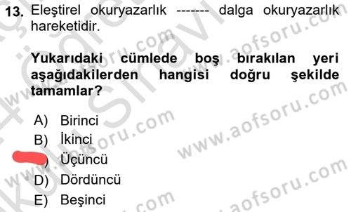 Web Okuryazarlığı Dersi 2023 - 2024 Yılı Yaz Okulu Sınav Soruları 13. Soru