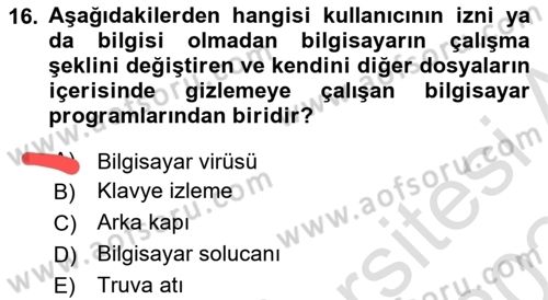 Web Okuryazarlığı Dersi 2023 - 2024 Yılı Yaz Okulu Sınav Soruları 16. Soru