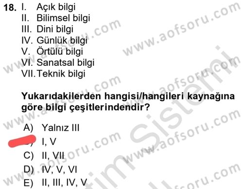 Web Okuryazarlığı Dersi 2023 - 2024 Yılı Yaz Okulu Sınav Soruları 18. Soru