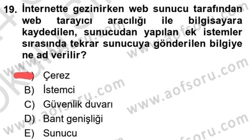 Web Okuryazarlığı Dersi 2023 - 2024 Yılı Yaz Okulu Sınav Soruları 19. Soru
