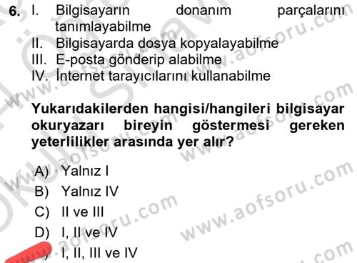 Web Okuryazarlığı Dersi 2023 - 2024 Yılı Yaz Okulu Sınav Soruları 6. Soru