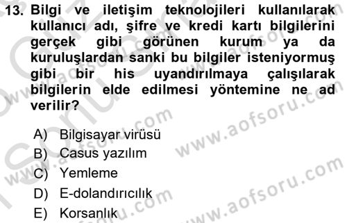 Web Okuryazarlığı Dersi 2024 - 2025 Yılı (Final) Dönem Sonu Sınav Soruları 13. Soru