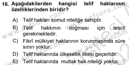 Web Okuryazarlığı Dersi 2024 - 2025 Yılı (Final) Dönem Sonu Sınav Soruları 16. Soru