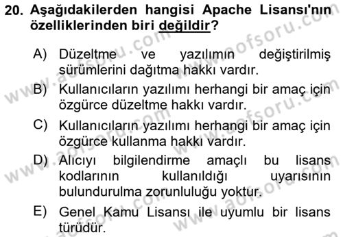 Web Okuryazarlığı Dersi 2024 - 2025 Yılı (Final) Dönem Sonu Sınav Soruları 20. Soru