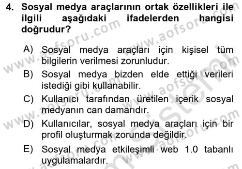 Web Okuryazarlığı Dersi 2024 - 2025 Yılı (Final) Dönem Sonu Sınav Soruları 4. Soru
