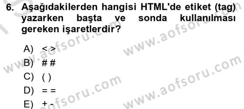 Web Okuryazarlığı Dersi 2024 - 2025 Yılı (Final) Dönem Sonu Sınav Soruları 6. Soru