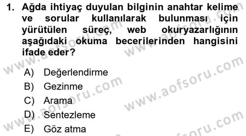 Web Okuryazarlığı Dersi 2024 - 2025 Yılı Yaz Okulu Sınav Soruları 1. Soru