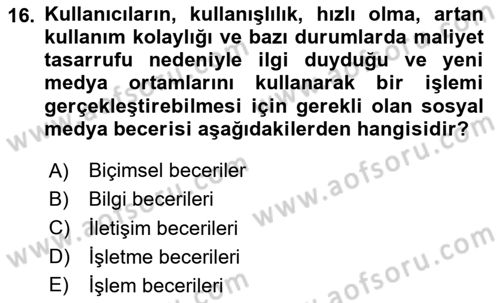 Web Okuryazarlığı Dersi 2024 - 2025 Yılı Yaz Okulu Sınav Soruları 16. Soru