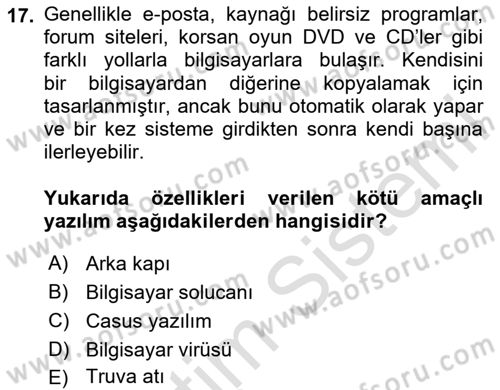 Web Okuryazarlığı Dersi 2024 - 2025 Yılı Yaz Okulu Sınav Soruları 17. Soru