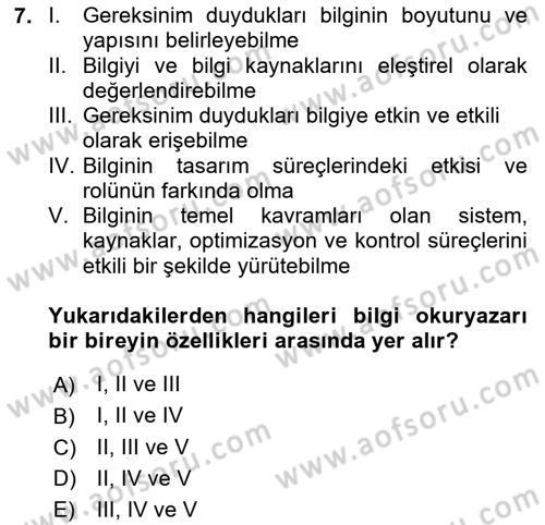 Web Okuryazarlığı Dersi 2024 - 2025 Yılı Yaz Okulu Sınav Soruları 7. Soru