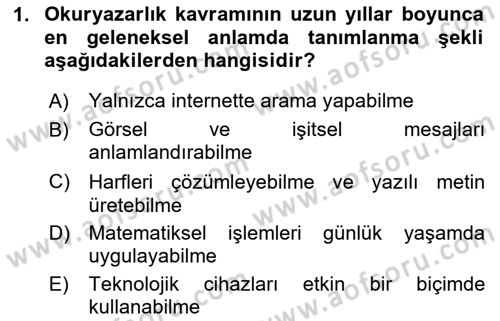 Web Okuryazarlığı Dersi 2025 - 2026 Yılı (Vize) Ara Sınav Soruları 1. Soru