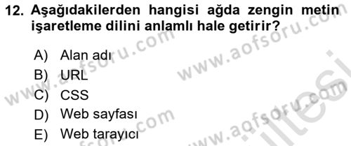 Web Okuryazarlığı Dersi 2025 - 2026 Yılı (Vize) Ara Sınav Soruları 12. Soru