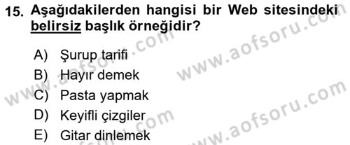 Web Okuryazarlığı Dersi 2025 - 2026 Yılı (Vize) Ara Sınav Soruları 15. Soru