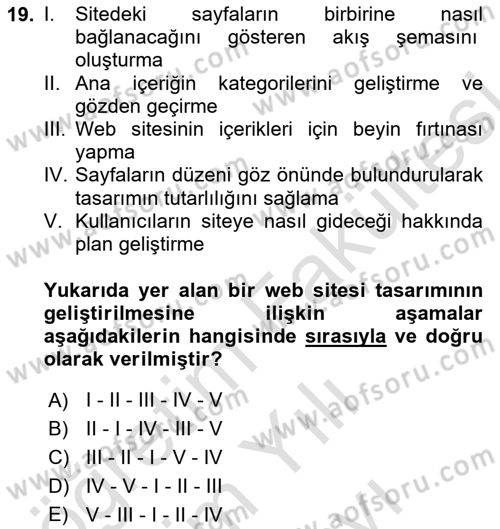 Web Okuryazarlığı Dersi 2025 - 2026 Yılı (Vize) Ara Sınav Soruları 19. Soru